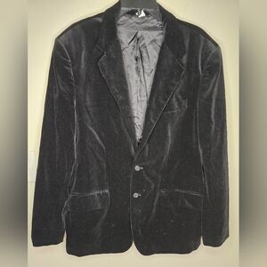 Calvin Klein Men's Velvet Button Down Black Blazer Jacket Size XL